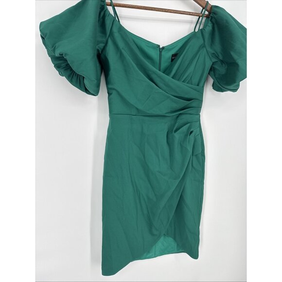 Betsy & Adam Women's Size 4 Green Off Shoulder Balloon Sleeve Cocktail Dress NWT - Picture 6 of 11